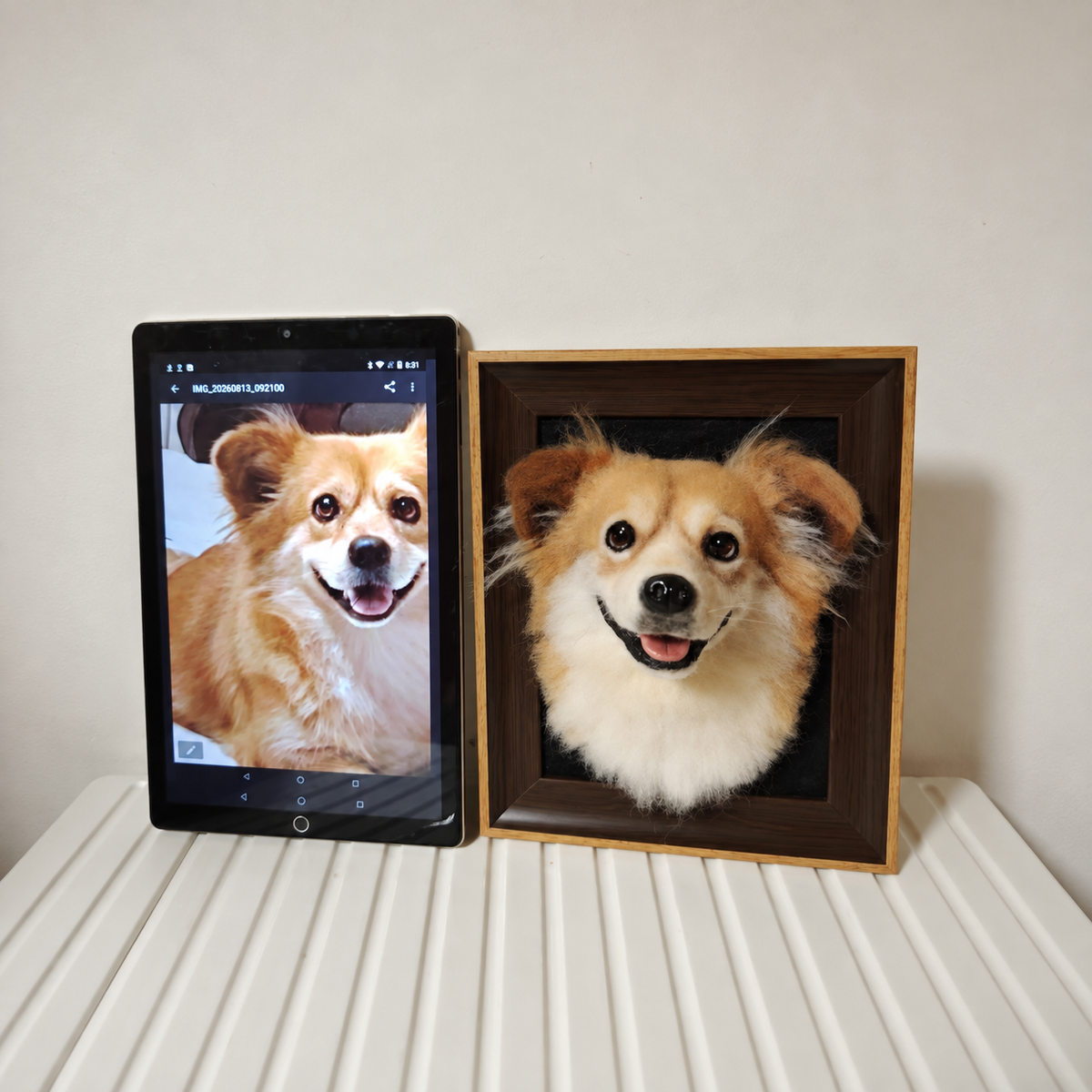Custom Wool-Felt Dog Portrait Frame
