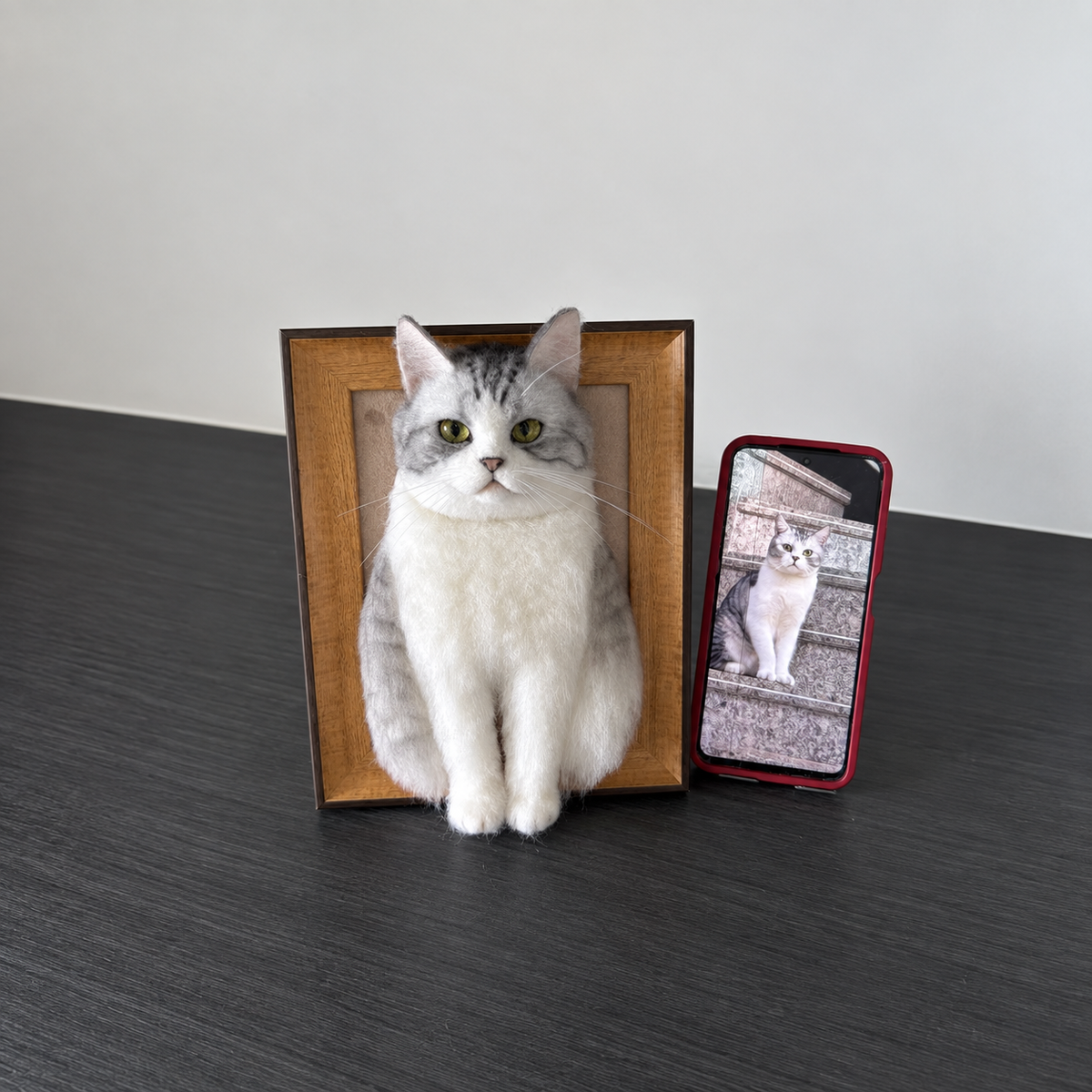 Custom Wool-Felt Cat Portrait Frame