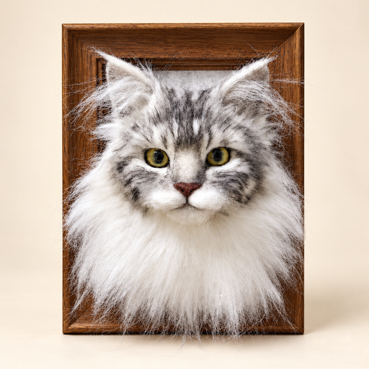 Custom Wool-Felt Cat Portrait Frame