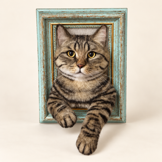 Custom Wool-Felt Cat Portrait Frame