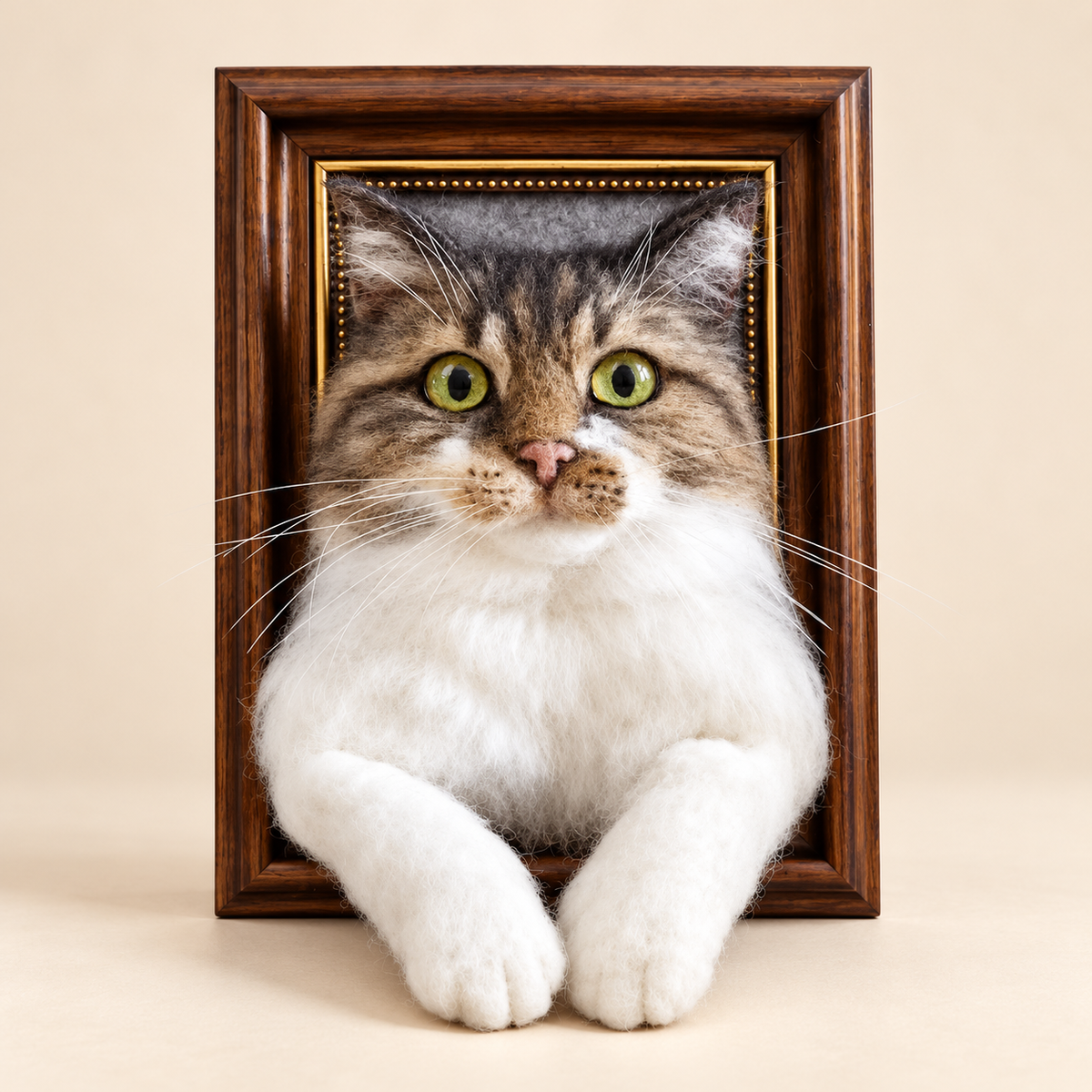 Custom Wool-Felt Cat Portrait Frame