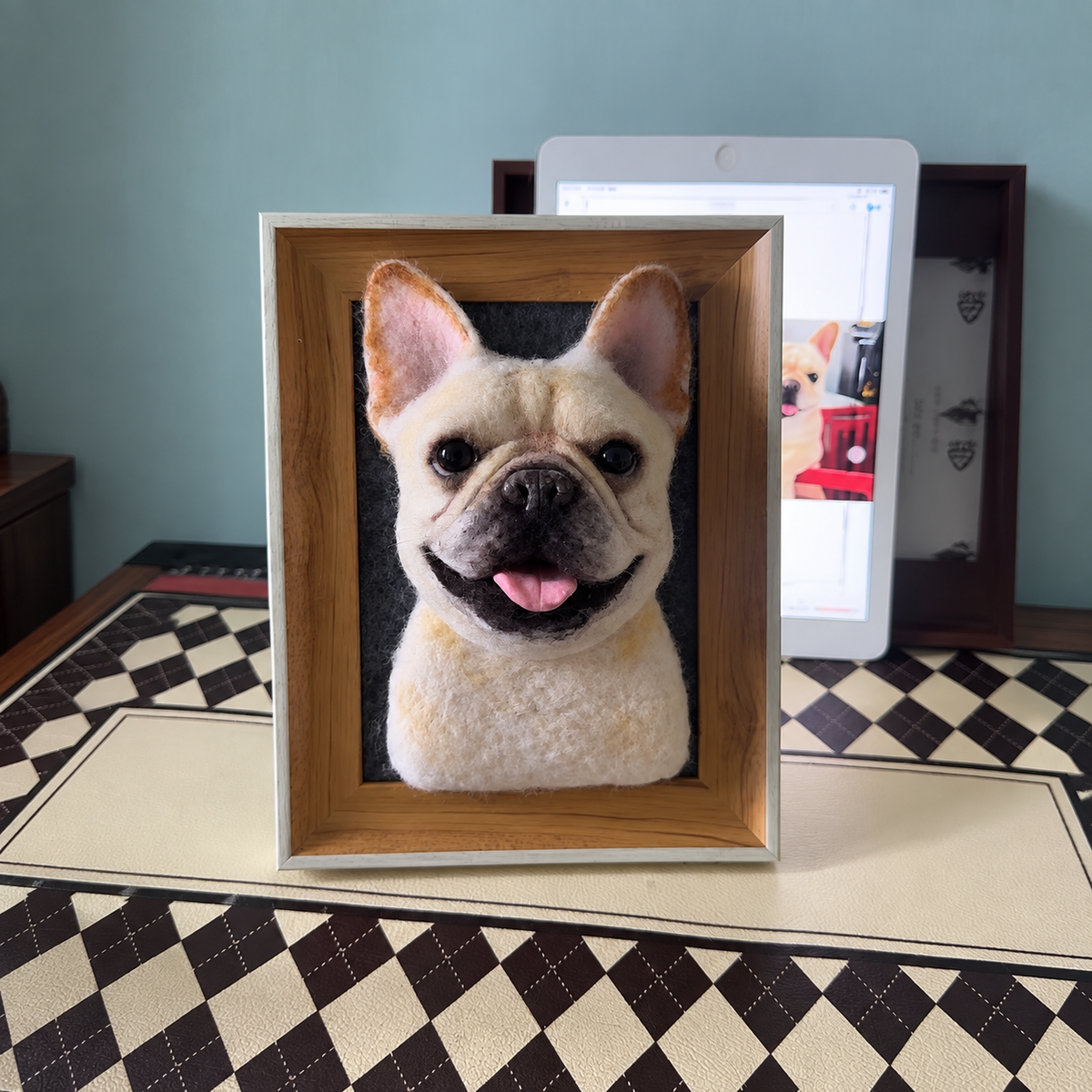 Custom Wool-Felt Dog Portrait Frame