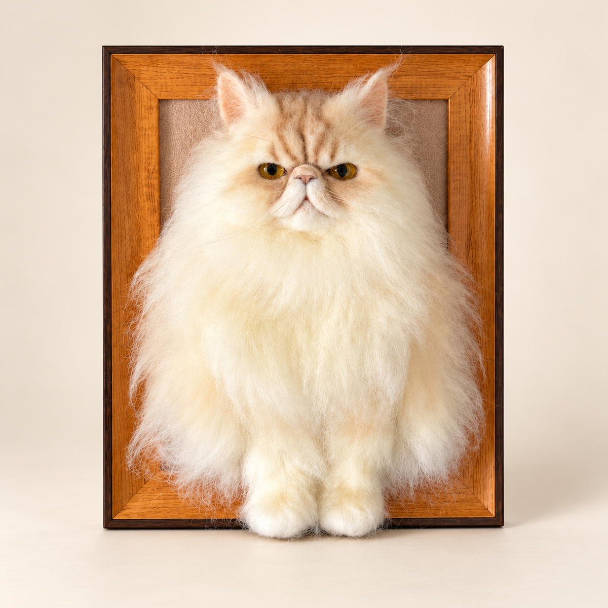 Custom Wool-Felt Cat Portrait Frame