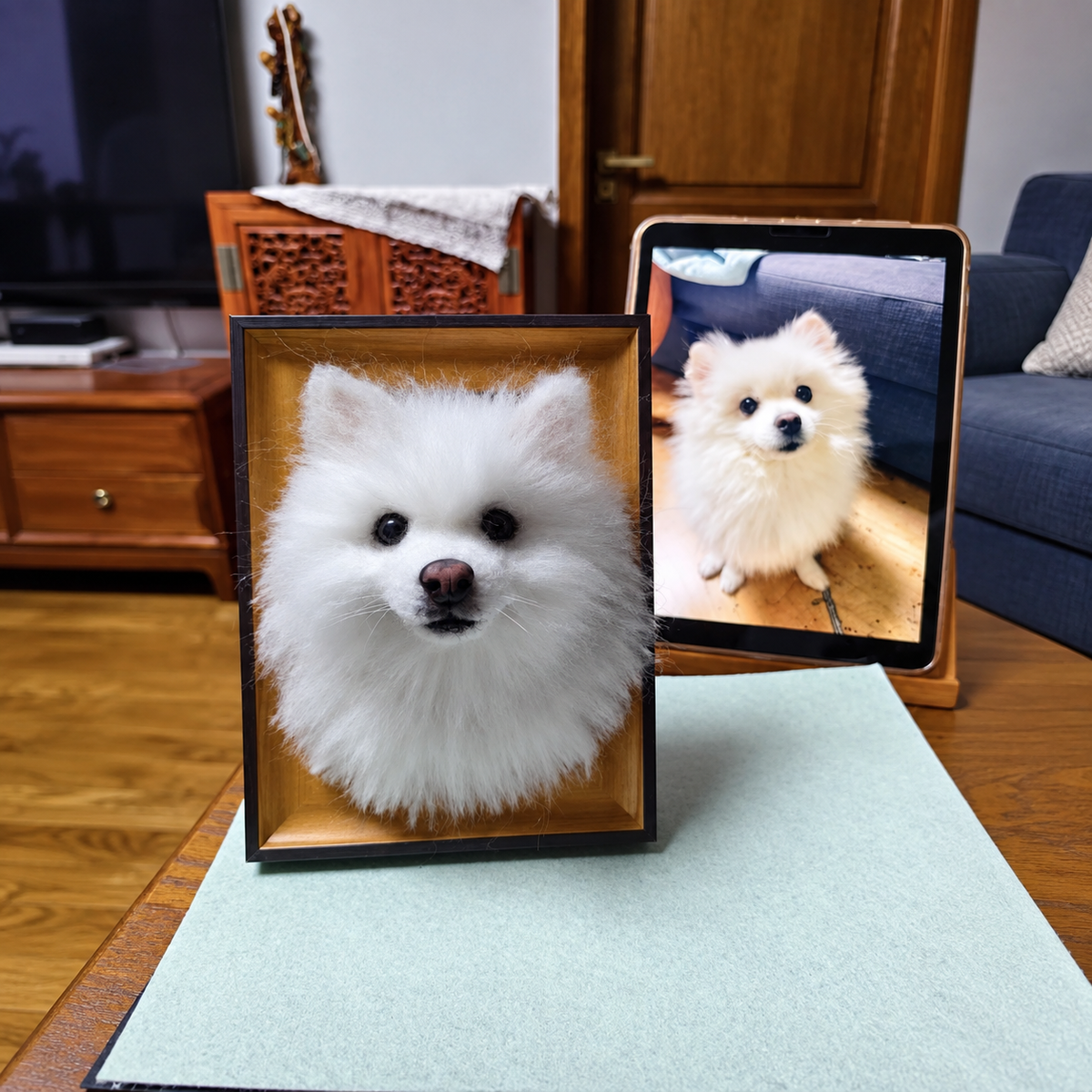 Custom Wool-Felt Dog Portrait Frame