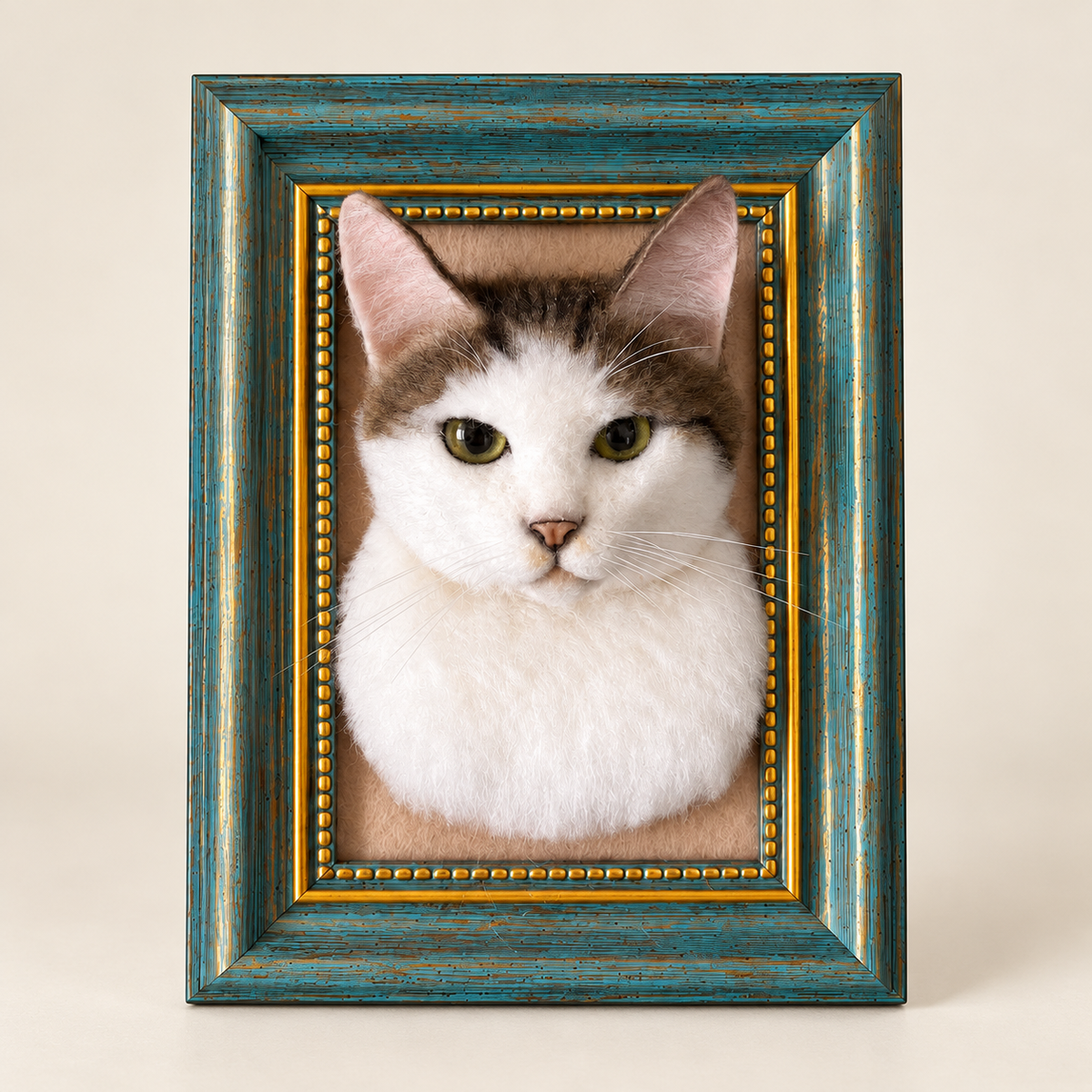Custom Wool-Felt Cat Portrait Frame