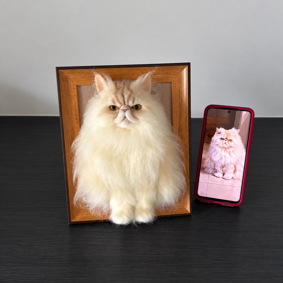 Custom Wool-Felt Cat Portrait Frame