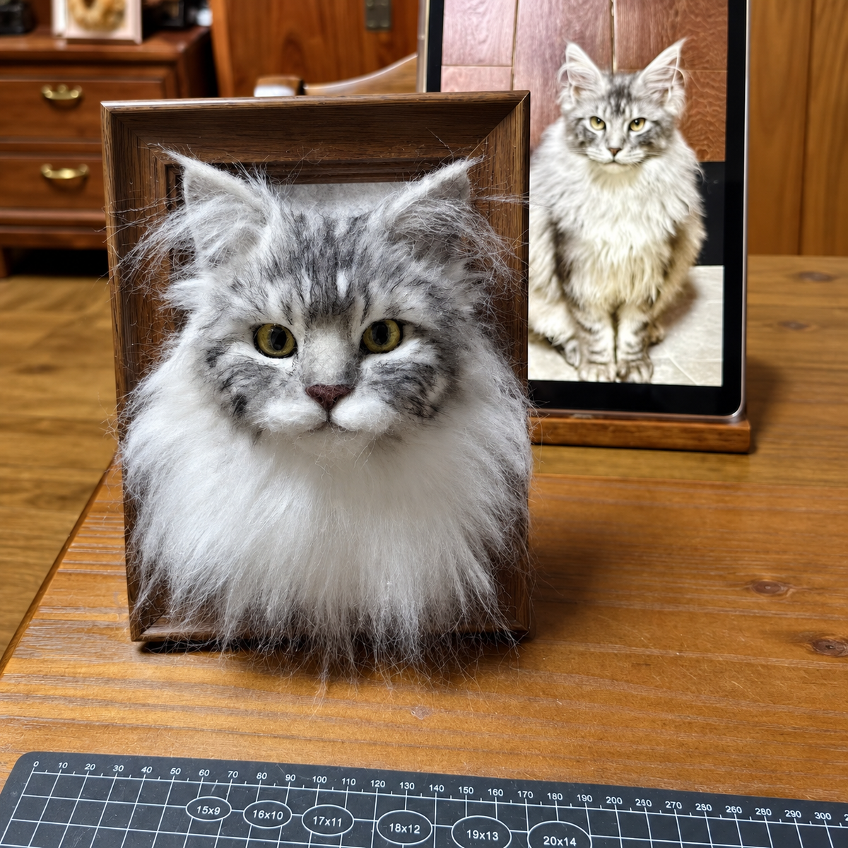 Custom Wool-Felt Cat Portrait Frame