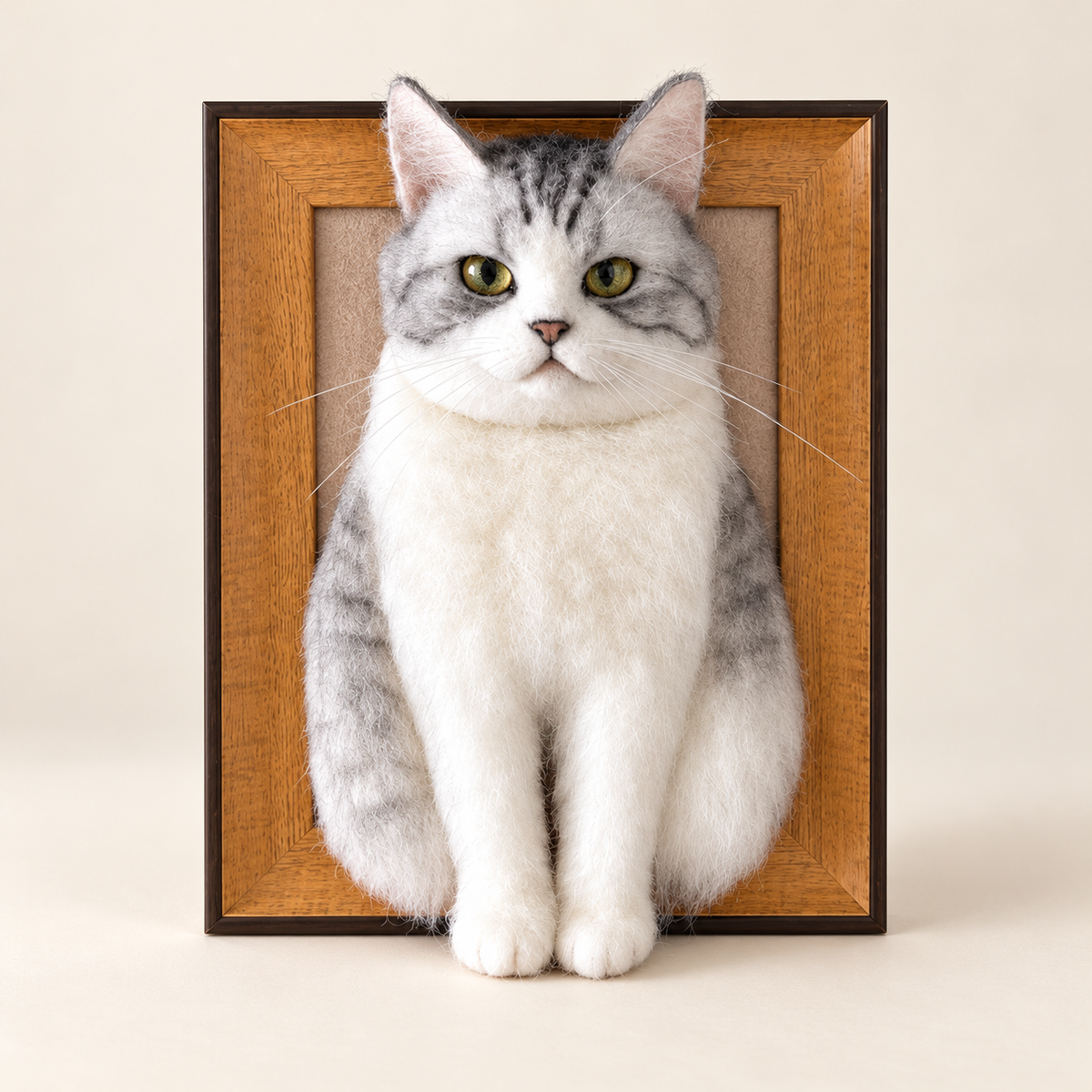 Custom Wool-Felt Cat Portrait Frame